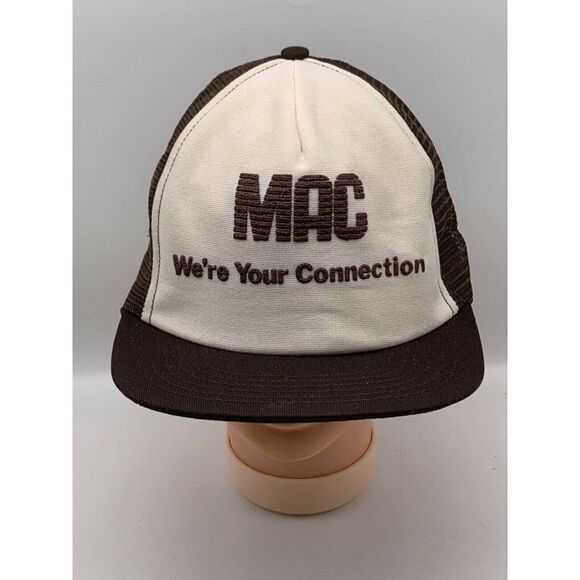 Vintage MAC Trucker Hat Brown Snapback Mesh Made in USA - Picture 1 of 10